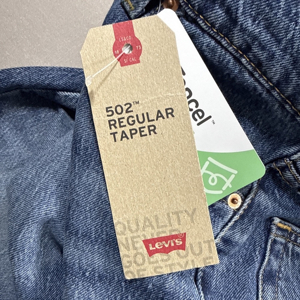 Levi's 502 Taper Jeans Men's 30X30 (30x 28.5)  Tapered Fit Blue Stretch NWT - Picture 15 of 15